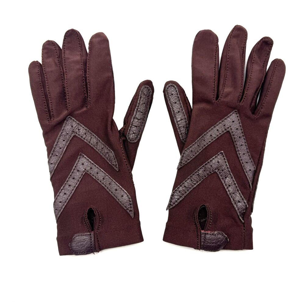 Vintage Isotoner for Hands Aris Beautiful Chocolate Brown Gloves Leather Details